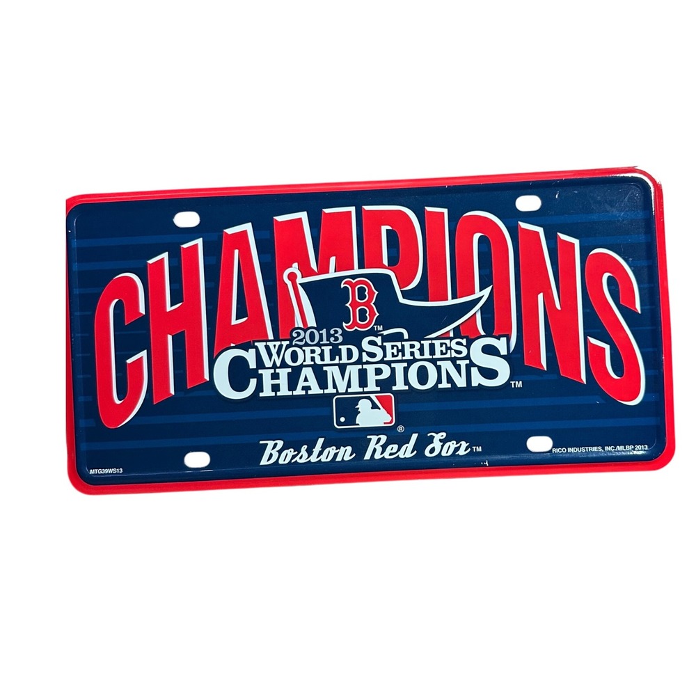 Boston‎ Red Sox 2013 World Series Champions Metal License Plate Rico Industries